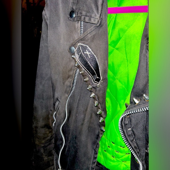 VINTAGE RARE MISFITS JACKET AUTHENTIC PUNK STUDDED diy S FITS XL unisex - Picture 3 of 5